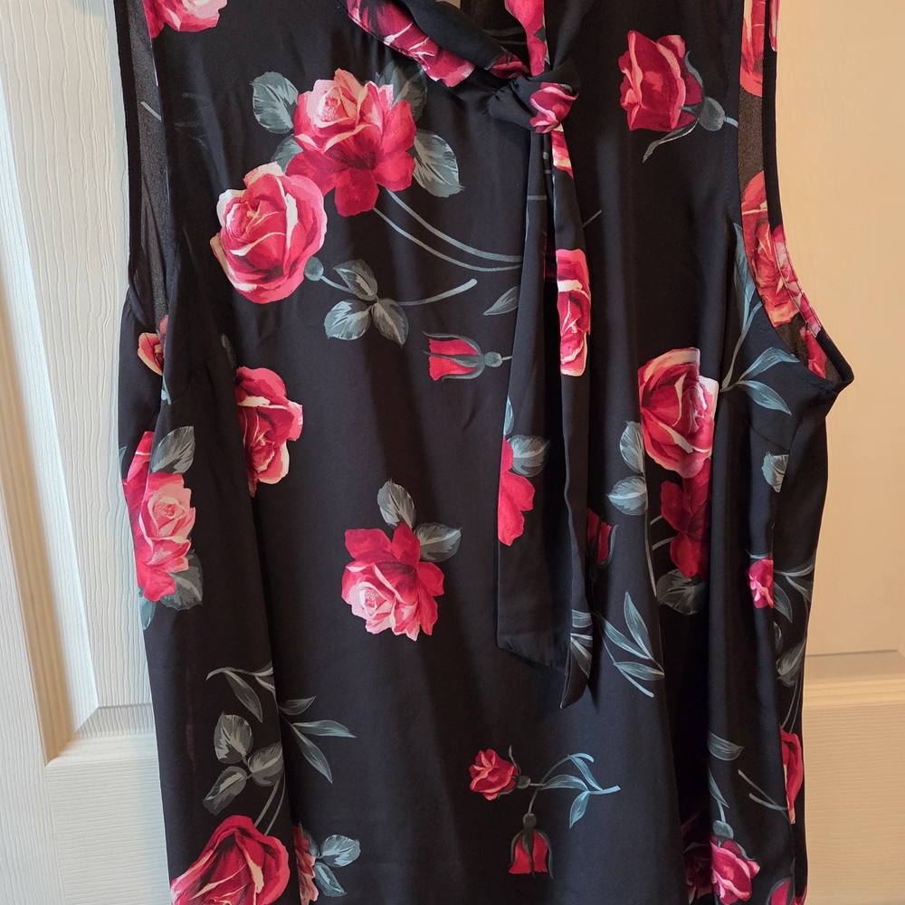 Torrid Black and Pink Floral Blouse